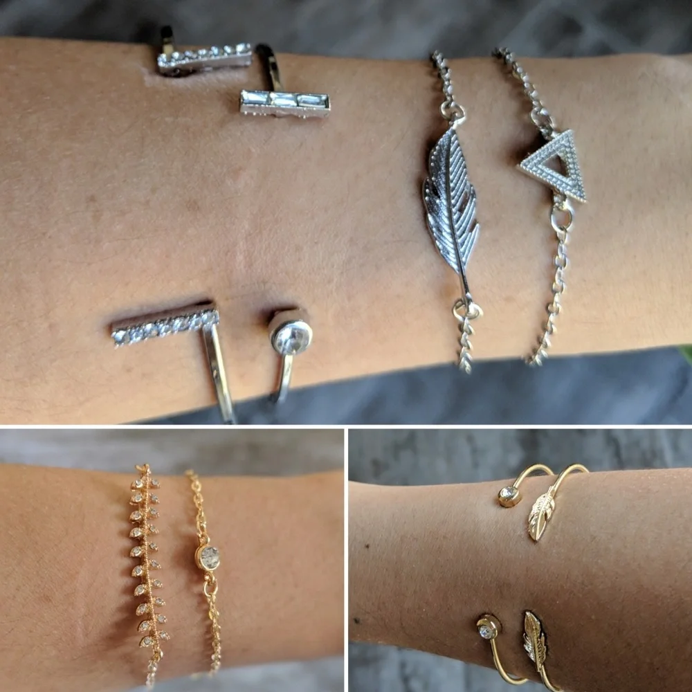 Set of 2 Mix & Match Silver/Gold Bracelet/Bangle